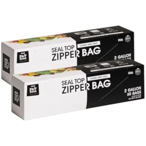 Paquete de 2 bolsas de almacenamiento de alimentos con doble cremallera de 2 galones, 2.5 mils, sin