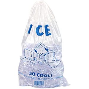 100 bolsas de hielo, capacidad de sujeción de 20 libras (14 x 26 pulgadas), transparentes con