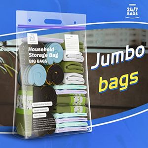 9 bolsas de almacenamiento de plástico XXXL de 20 galones, cero BPA, sello de doble cremallera, 3