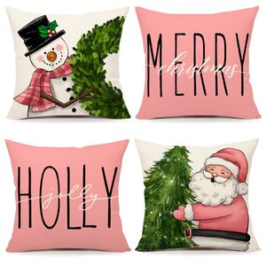 Juego de 4 fundas de almohada rojas de Navidad de 18 x 18 pulgadas, decoración de casa de campo,