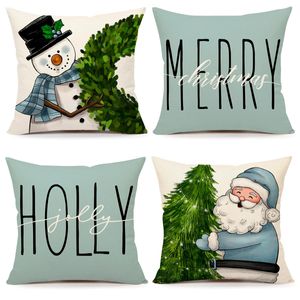 Juego de 4 fundas de almohada rojas de Navidad de 18 x 18 pulgadas, decoración de casa de campo,