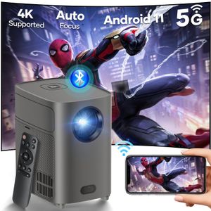 Proyector compatible con 4K, proyector Android 11 de enfoque automático 17000LUX, pantalla de 300