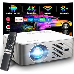 Proyector 4K compatible con 5G WiFi Bluetooth, CiBest Android TV 10 Native 1080P motor óptico