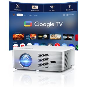 Proyector de TV Google 4K compatible con - Proyector inteligente CiBest con WiFi 6 y Bluetooth,
