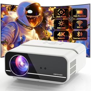 [Auto Focus/Keystone] DBPOWER Projector 4K with 5G WiFi and Two-Way Bluetooth, 600ANSI FHD Native