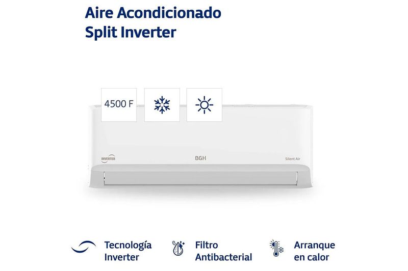 Aire Acondicionado Inverter BGH Split Frio/Calor 4500F BSI53WCGT
