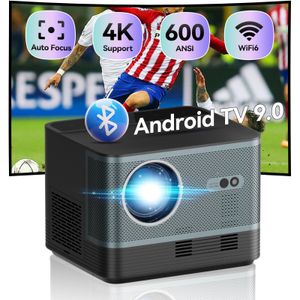 Proyector inteligente con Wifi 6 y Bluetooth 5.2, enfoque automático y proyector Keystone 6D 4K,