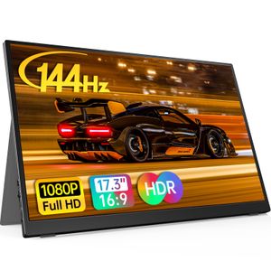 Monitor portátil de 17.3 pulgadas, 1080P FHD, 144Hz, pantalla IPS HDR, monitor de viaje para PC,