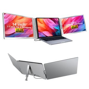Monitor portátil triple de 14 pulgadas, FHD 1080P IPS, extensor de monitor portátil de función