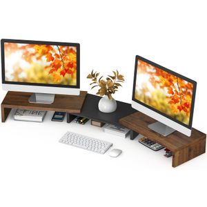 TAVR - Soporte para monitor doble, soporte para monitor de computadora para 2 monitores, organizador