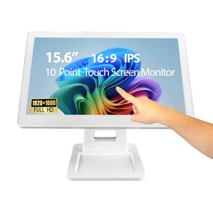ANGEL POS Monitor POS de pantalla táctil FHD IPS de 15.6 pulgadas 1920 x 1080 con soporte de metal,