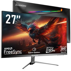 Monitor de juegos de 27 pulgadas con altavoz, QHD 1440p, 165Hz 98% sRGB, 1ms, FreeSync, Dual HDMI y