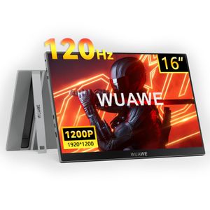 Monitor portátil de 16 pulgadas 1200P 120 Hz, monitor de juegos portátil 100% sRGB con soporte