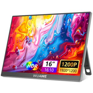Monitor portátil de 16 pulgadas 1920x1200P USB-C HDMI, IPS HDR Freesync Monitor de juegos, Plug