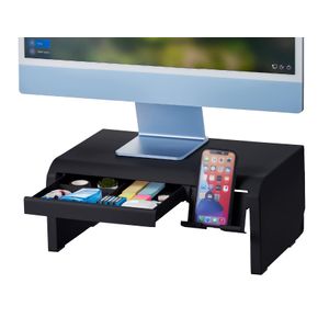 Bostitch Konnect - Elevador de monitor ajustable con cajón y soporte para teléfono celular, soporte