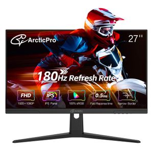 Monitor de juegos de 27 pulgadas 180Hz, FHD 1080p, panel IPS, tiempo de respuesta de 0.5 ms,