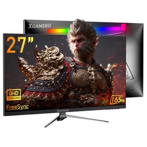 Monitor de juegos de 27 pulgadas, QHD 2560 x 1440p, 144 Hz/165 Hz 98% sRGB, 1 ms, FreeSync, HDMI