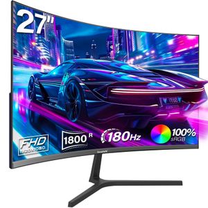 Monitor curvo para juegos de 27 pulgadas, monitor de PC de 144 Hz/180 Hz, Full HD 1080P, pantalla de