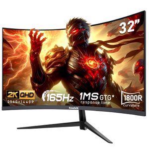 Monitor curvo para juegos 2K QHD (2560 × 1440P) de 32 pulgadas, pantalla de PC, 1 ms, FreeSync, 98%