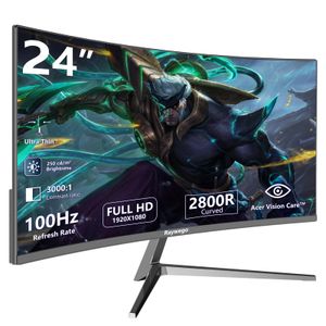 Monitor curvo de 24 pulgadas, 100 Hz, FHD 1920 x 1080p, frecuencia de actualización de 16:9,