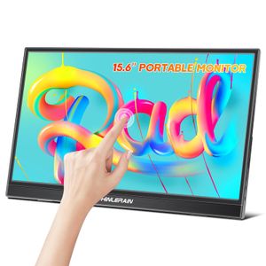 Monitor portátil FHD 1080p de 15.6 pulgadas con pantalla táctil IPS, cuidado de los ojos, puertos