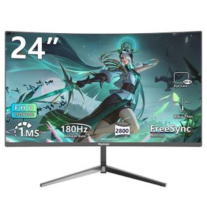 Monitor curvo para juegos de 24 pulgadas, 180 Hz, FHD1080P, sin marco, para el cuidado de los ojos,