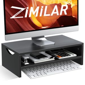 Zimilar Soporte para monitor, soporte elevador de monitor de computadora portátil de 2 niveles para