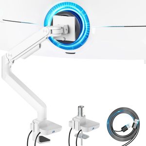 ARES WING Soporte para monitor individual con USB A/C, brazo de monitor resistente para pantalla