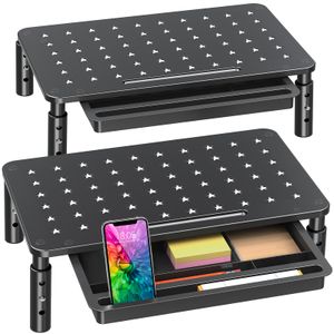 Zimilar Paquete de 2 soportes elevadores para monitor con cajón, soporte de metal ajustable de 3