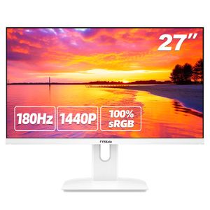 Monitor blanco de 27 pulgadas, QHD (2560 x 1440P) 180 Hz 100% sRG, panel IPS, 3 lados sin marco, sin