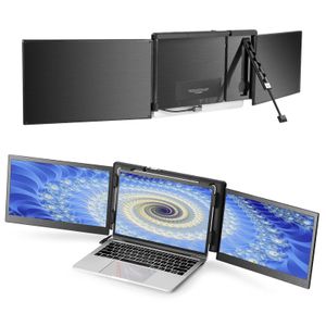 Monitor portátil para MacBook, monitor triple de 12 pulgadas para laptop, extensor de pantalla 1080P