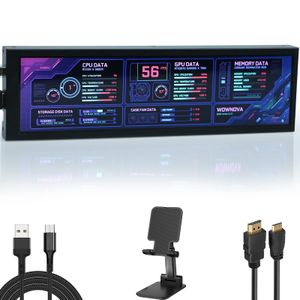 WOWNOVA Panel de sensor de temperatura de hardware de computadora, monitor de 8.8 pulgadas, pantalla