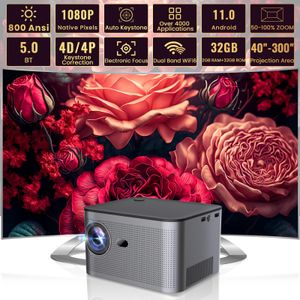 Proyector Native 1080P Full HD 4K, proyector para exteriores, proyector de película de 800 ANSI,
