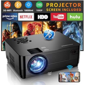 Proyector con WiFi 5G y Bluetooth, proyector nativo 1080P [pantalla de proyector incluida],