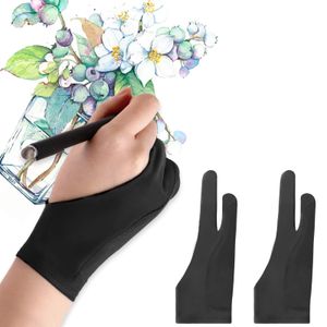 Mixoo Paquete de 2 guantes para artistas, guantes de rechazo de palma con dos dedos para bocetos de