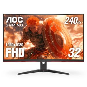 AOC C32G2ZE Monitor curvo para juegos sin marco de 32 pulgadas, Full HD 1920x1080, VA, 0.5ms 240Hz,