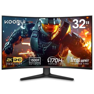 KOORUI Monitor curvo para juegos de 32 pulgadas - QHD (2560 x 1440) pantalla 2K, monitor de 170Hz