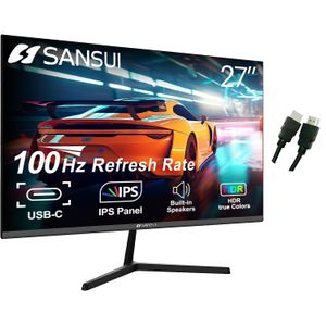 SANSUI Monitores de computadora de 27 pulgadas 100Hz IPS USB Type-C FHD 1080P HDR10 Altavoces