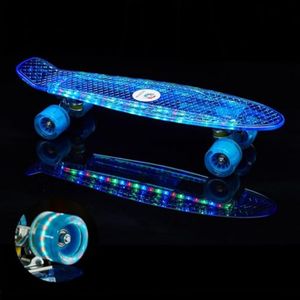 HUAXIAO Monopatín de 22 pulgadas con luces LED para principiantes, monopatín retro completo Mini