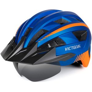 VICTGOAL Casco de bicicleta para hombres y mujeres con luz LED, gafas magnéticas desmontables,