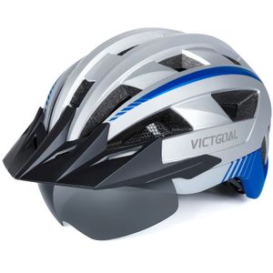 VICTGOAL Casco de bicicleta para hombres y mujeres con luz LED, gafas magnéticas desmontables,