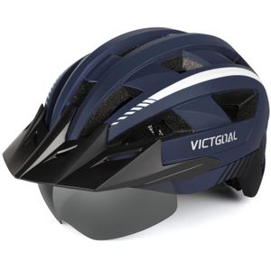 VICTGOAL Casco de bicicleta para hombres y mujeres con luz LED, gafas magnéticas desmontables,