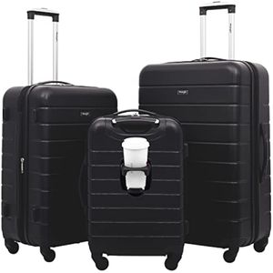 Wrangler - Juego de piezas de equipaje inteligente con portavasos y puerto USB, Negro -