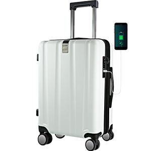 KROSER Equipaje de mano con ruedas giratorias y cerradura TSA integrada, maleta duradera con ruedas,