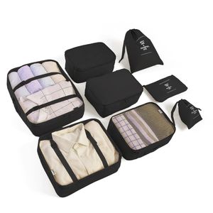 LANSKLBD Juego de 8 cubos de embalaje para maletas, organizadores de equipaje de viaje, esenciales