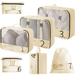 LANSKLBD Juego de 8 cubos de embalaje para maletas, organizadores de equipaje de viaje, esenciales