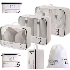 LANSKLBD Juego de 8 cubos de embalaje para maletas, organizadores de equipaje de viaje, esenciales