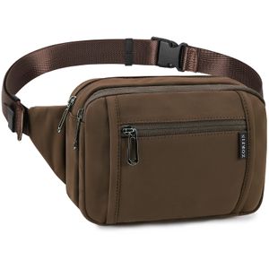 ZORFIN Riñonera para mujeres y hombres, a la moda, con 5 bolsillos con cremallera, cinturón