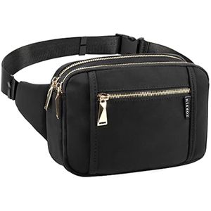 ZORFIN Riñonera para mujeres y hombres, a la moda, con 5 bolsillos con cremallera, cinturón