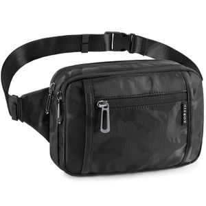 ZORFIN Riñonera para mujeres y hombres, a la moda, con 5 bolsillos con cremallera, cinturón